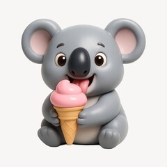 Fototapeta premium Cute koala enjoying ice cream.