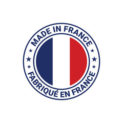 made in france stamp circle logo vector design with france flag element	
