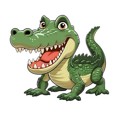 Fototapeta premium Cheerful Crocodile Cartoon A Joyful Reptile Portrait isolated on transparent background Generative AI.