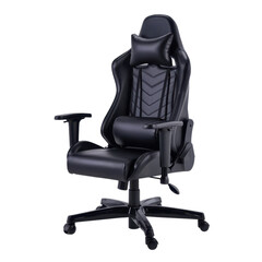 Ergonomic Black Gaming Chair with Cushioned Headrest and Armrests, Ideal for Long Hours of Gaming and Office Work transparent background