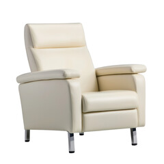 Contemporary recliner chair in soft cream upholstery with sleek design and supportive armrests for modern living spaces transparent background