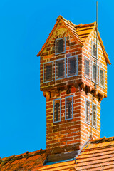 Details of a water castle on a sunny spring day at Schoenau, Rottal Inn, Bavaria, Germany