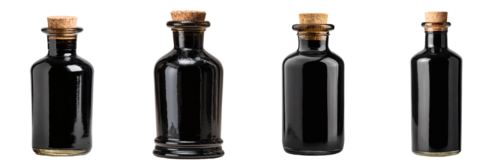 Apothecary Bottle with Cork PNG set Transparent background