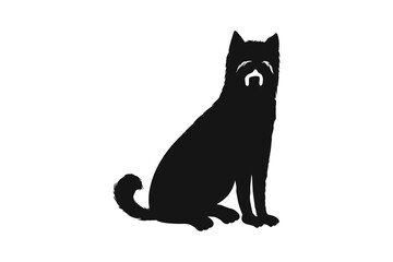 Dog silhouette. Vector silhouette of dog on white background. cutout dog. hand drawn design. vector illustration