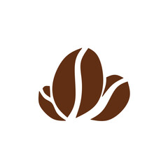 Coffee bean icon. Coffe grain seed for cafe. Black, brown, green icon isolated on white background. Simple graphic pattern. Symbol espresso, cappuccino. Abstract element drink. Vector illustration