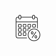 calendar percentage icon sign vector