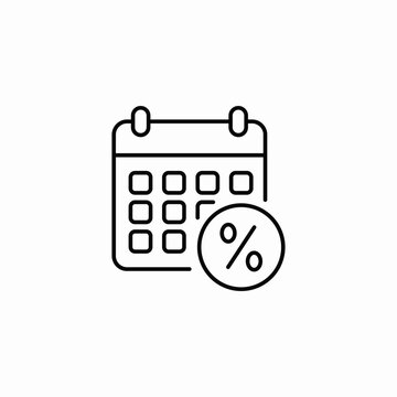 calendar percentage icon sign vector