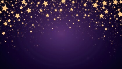Obraz premium Sparkling gold stars on majestic purple background, festive and vibrant design