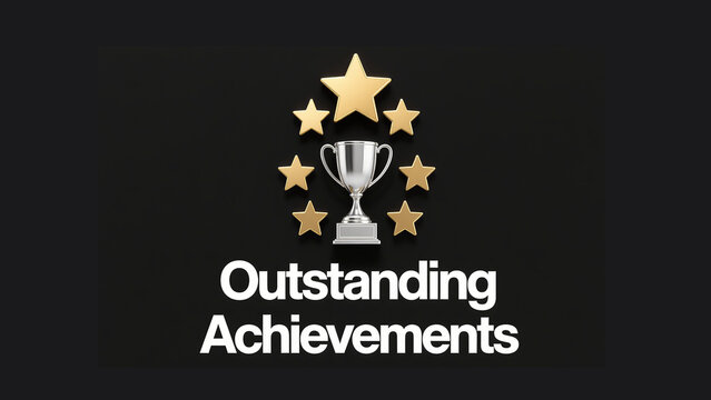 Trophy and star pattern, representing outstanding achievement recognition, used for displaying corporate honors and personal awards scenes.