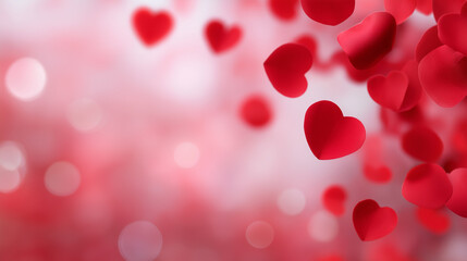 Valentine background with red heart petals for romantic designs