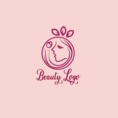 Elegant Beauty Salon Logo with Feminine Face and Floral Elements
