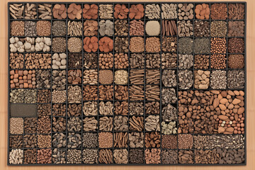 Various Traditional Chinese Herbal Medicine Ingredients Displayed as Background Concept