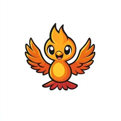 Fototapeta premium Cute cartoon firebird soaring