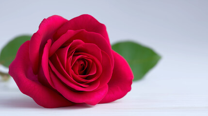 Fototapeta premium Beautiful red rose flower on white background for romantic settings