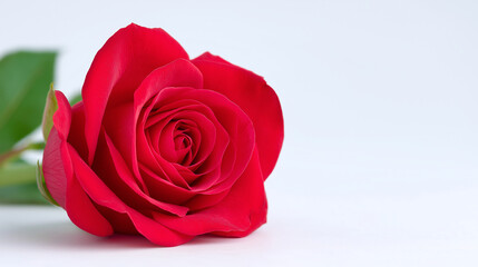 Fototapeta premium Vibrant Red Rose Flower on White Background for Romantic Settings