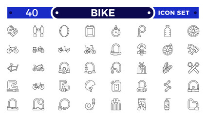 Bike and Cycling Outline Icons – Minimal Sport and Travel Symbol Pack.
