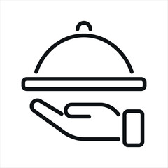 Serving food line icon, dinner and hotel services