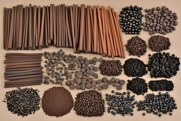 Various Traditional Chinese Herbal Medicine Ingredients Displayed as Background Concept
