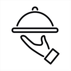 Fototapeta premium Serving food line icon, dinner and hotel services