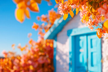 Vibrant Autumn Blooms and a Coastal Cottage A Serene Scene
