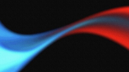Smooth gradient wave of blue and red light curves crossing over black background, creating a dynamic abstract flow with energy, contrast, and modern digital vibe. Noise grainy blur background