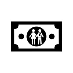 Fototapeta premium A black and white graphic of a dollar bill with a family symbol in the center circle