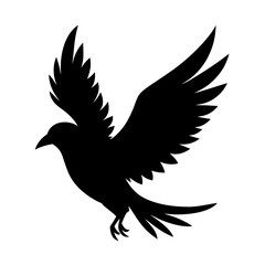 Obraz premium Black silhouette of bird flying on white background vector illustration
