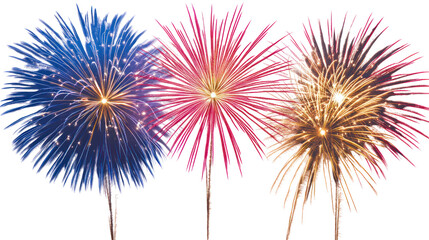  High-quality clustered fireworks explosion on transparent background