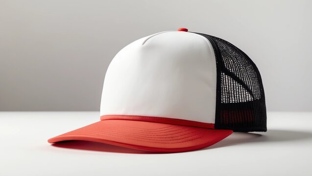 Mock up of trucker hat or mesh cap isolated on white background 