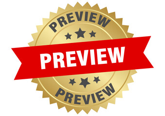 preview. preview round red and gold label isolated on transparent background