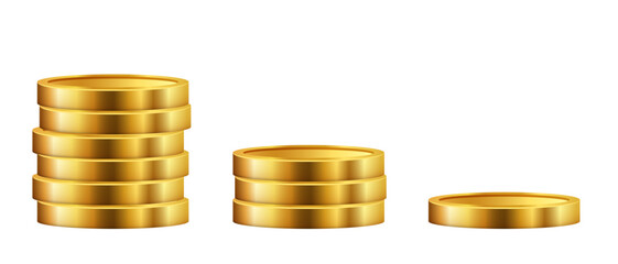 Stack of gold coins. Vector 3D illustration isolated on white background.