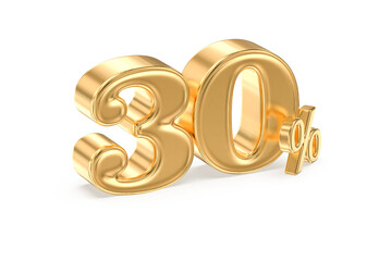 30 Number Gold 3D Render