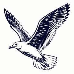 Seagull Herring Gull Continuous Line Drawing with Editable Stroke and Color Elements