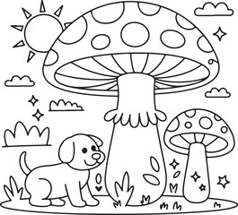 Whimsical mushroom coloring pages - perfect for nature lovers, kids' crafts, and art therapy. High-quality printable designs for creative projects and relaxation Art & Illustration