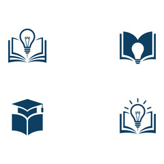 Book and light bulb icons isolated on white background
