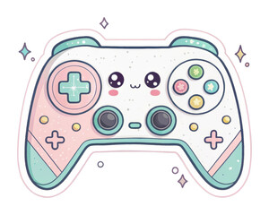 Cute gaming controller for kids playful colorful whimsical. Sticker concept png