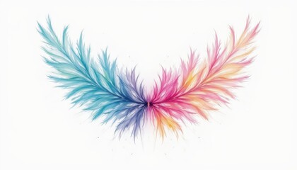 Colorful feather on white background, a detailed macro photography study of avian plumage