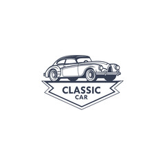 Fototapeta premium Elegant Classic Car Logo Design with a Vintage Automobile Illustration