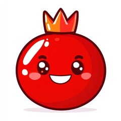 Obraz premium Cute cartoon pomegranate with crown