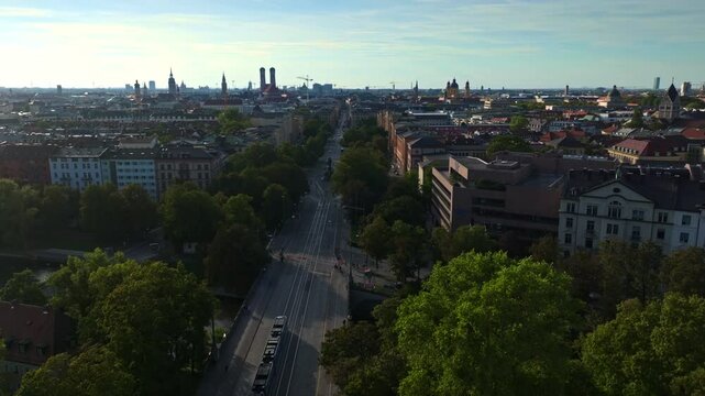 Aerial view o the Maxmonument prominently at the center of Maximilianstra&szlig;e