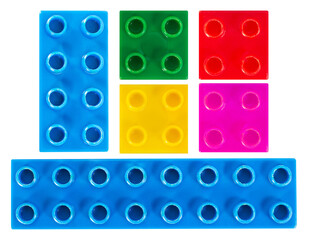 Fototapeta premium Isolated photo of construction block toy parts on white background.