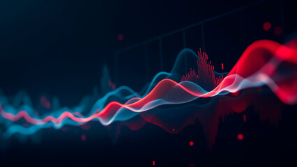Dynamic Financial Chart &ndash; Crimson Teal Electrocardiogram Waveforms Ascending