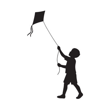 Child Flying Kite on a Windy Day in Park