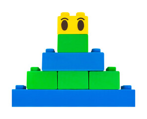 Fototapeta premium Isolated photo of construction block toy pyramid on white background.
