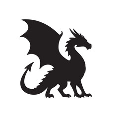 Fototapeta premium Majestic Dragon Standing Proudly with Wings Spread in Silhouette Form