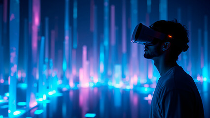 Iridescent Shards and Digital Landscape Within Virtual Reality Experience