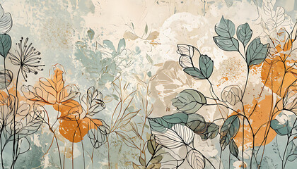 abstract botanical seamless pattern