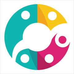 Abstract C logo and family design combination, colorful logo with people