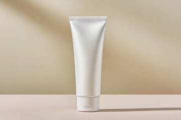 Sleek white tube of skincare promising radiance Against a neutral backdrop it's a simple yet elegant addition to your daily ritual