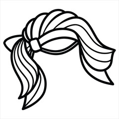 Line art illustration of a side ponytail hairstyle isolated on white background